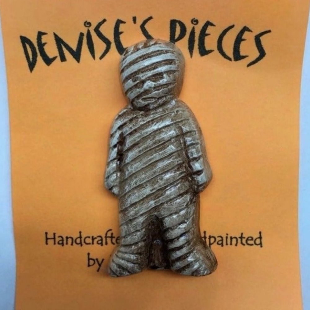 Halloween Pin Brooch Egyptian Mummy Plaster Handmade